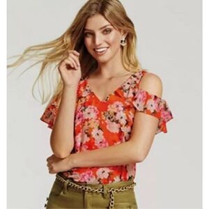 Cabi Lush Cold Shoulder Top Size Medium #5352